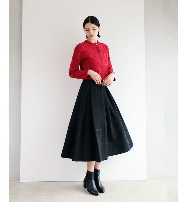 LOULOU WILLOUGHBY「【LOULOU WILLOUGHBY】リボントリミングタックスカート」|フレア|