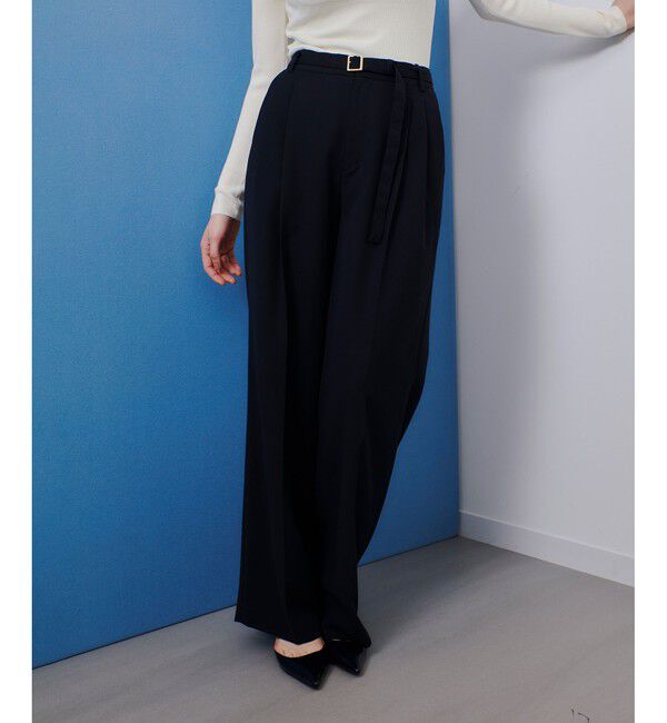 allureville「CRISPYカルゼタックパンツ」|チノ|ネイビー