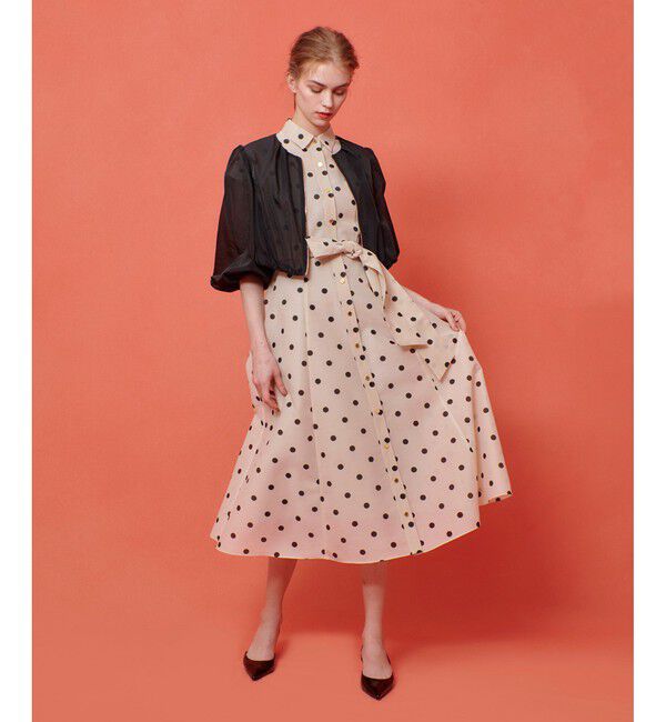 LOULOU WILLOUGHBY「【LOULOU WILLOUGHBY】オーガンドットウエストリボンワンピース」|ワンピース|