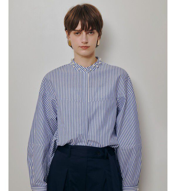 allureville「パールカラーロンストコクーンブラウス」|シャツ・ブラウス|ブルー系