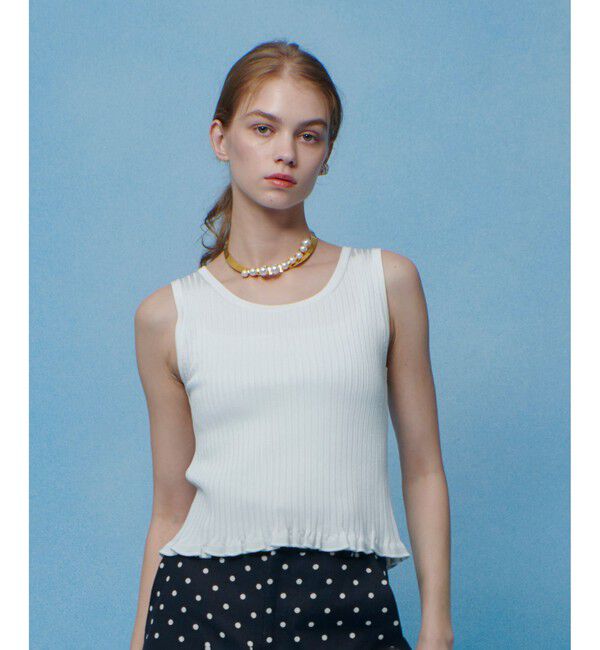 LOULOU WILLOUGHBY「【LOULOU WILLOUGHBY】ワイドリブヘムフリルタンク」|タンクトップ|ホワイト