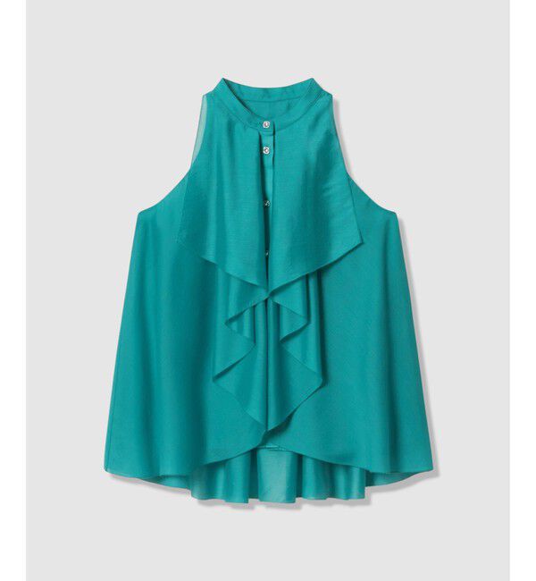 LOULOU WILLOUGHBY「【LOULOU WILLOUGHBY】ラッフルレイヤーアメスリブラウス」|シャツ・ブラウス|ブルーグリーン