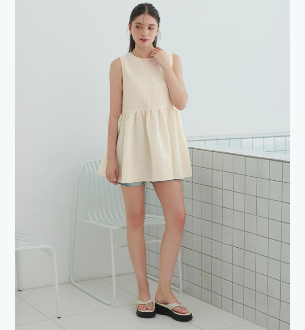 SEA DRESS「ノースリーブティアードチュニック/ラッシュガード」|コンビネゾン|