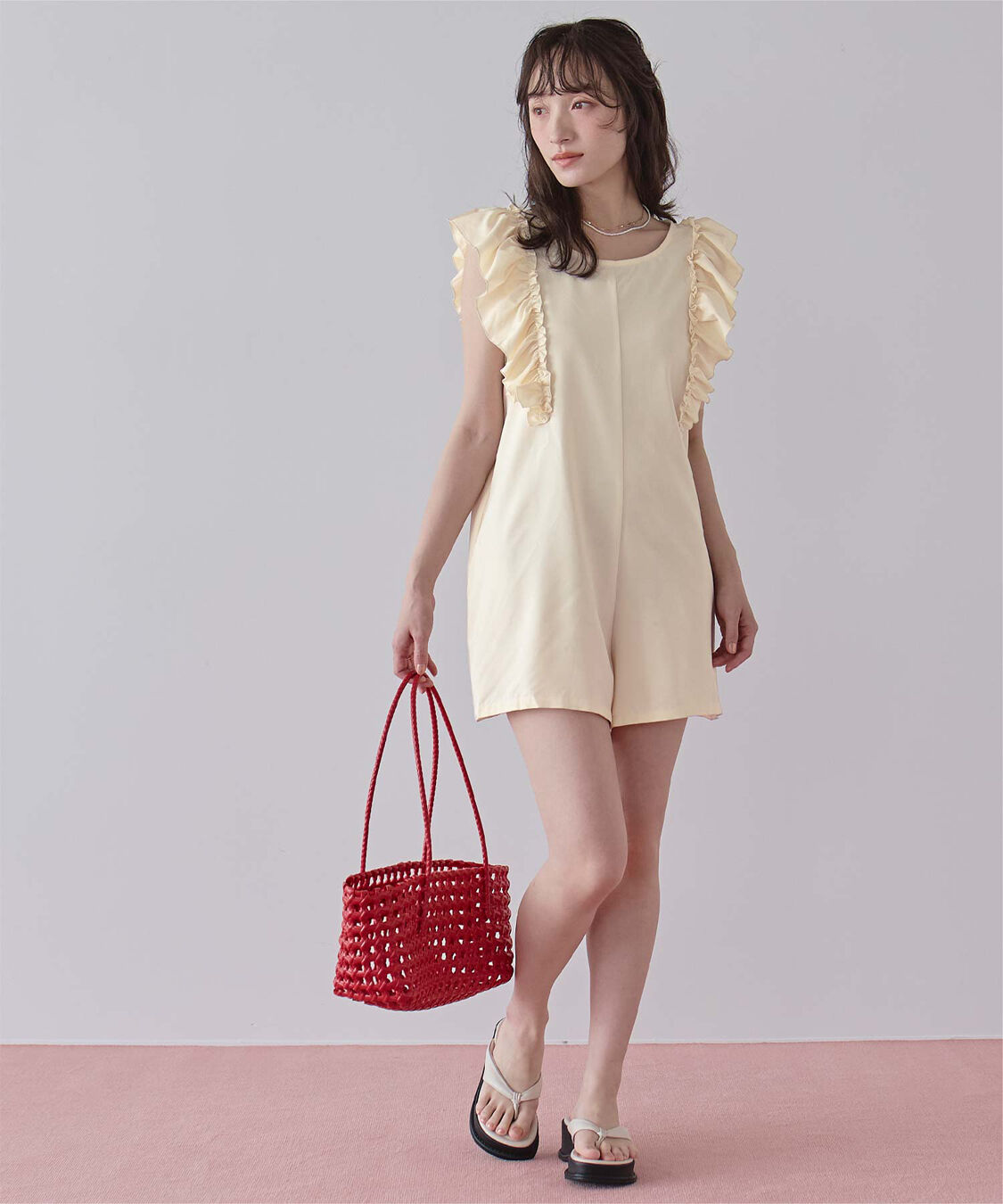 SEA DRESS「ショルダーフリルオールインワン/ワンピース水着」|コンビネゾン|