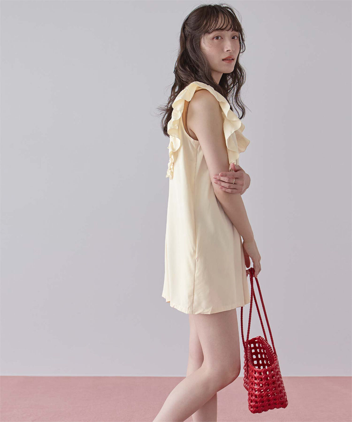 SEA DRESS「ショルダーフリルオールインワン/ワンピース水着」|コンビネゾン|