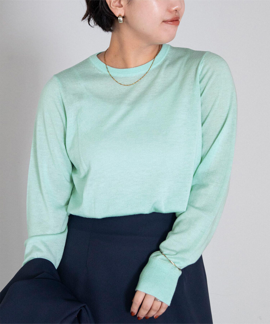 ur's「クルーネックハイゲージニット」|ニット・セーター|ミントグリーン