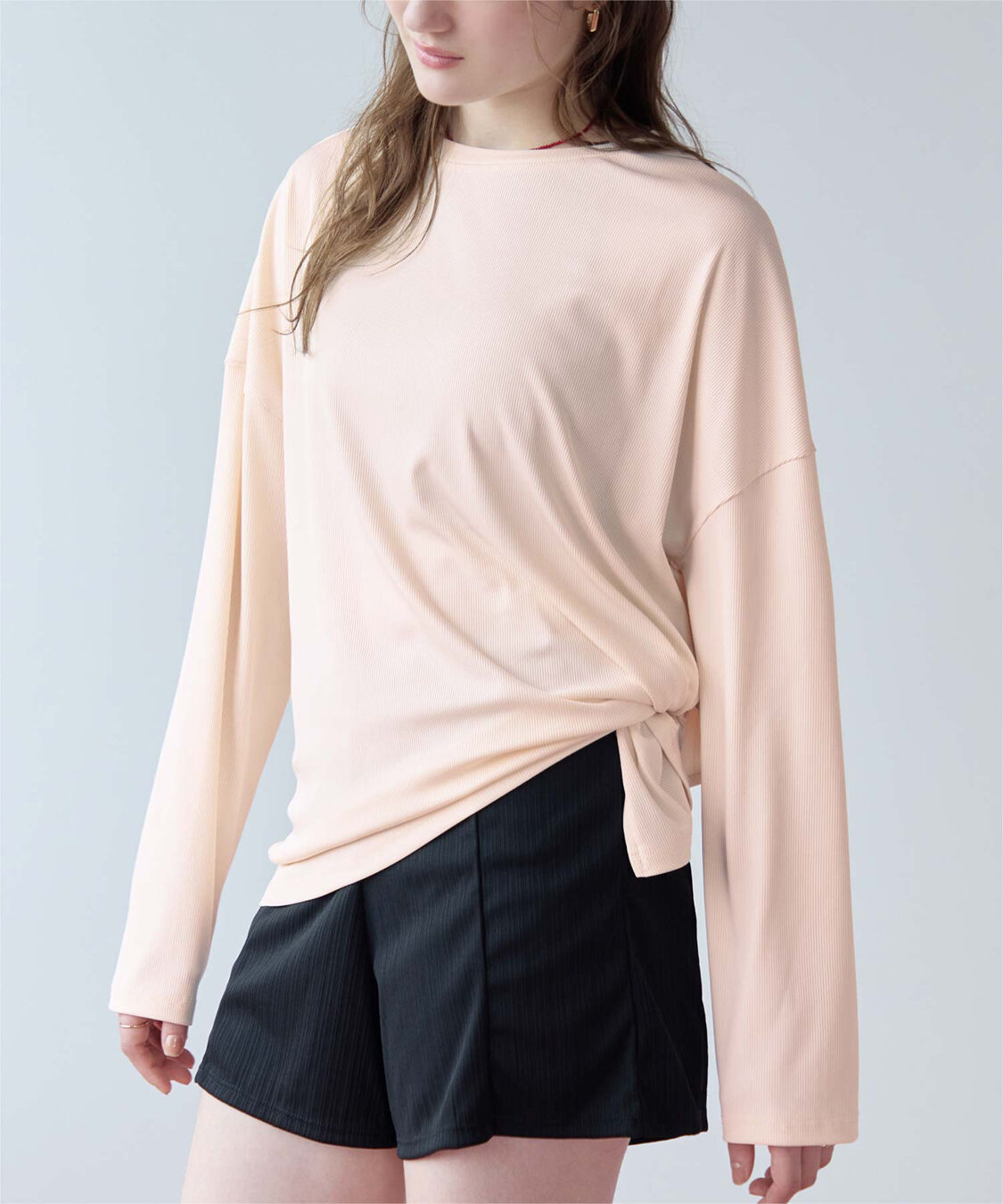 SEA DRESS「サイドスリットトップス/ラッシュガード」|ビキニトップス|ライトピンク