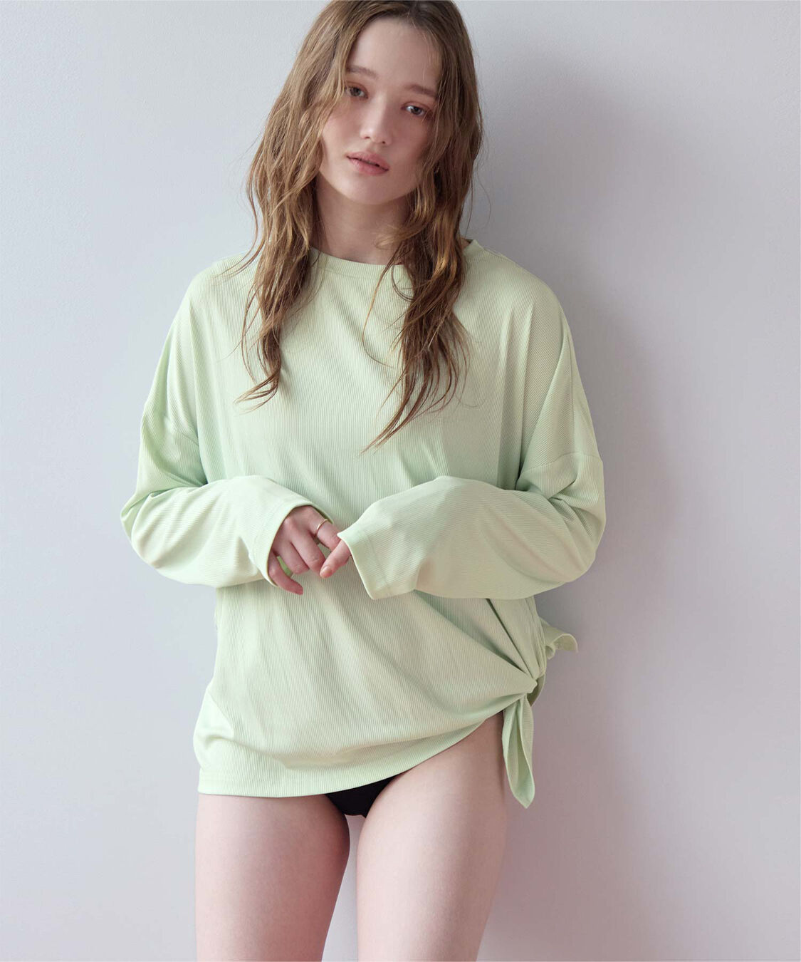 SEA DRESS「サイドスリットトップス/ラッシュガード」|ビキニトップス|ミントグリーン