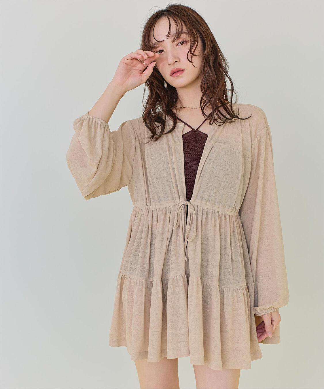 SEA DRESS「ティアードロングカーディガン/ラッシュガード」|コンビネゾン|