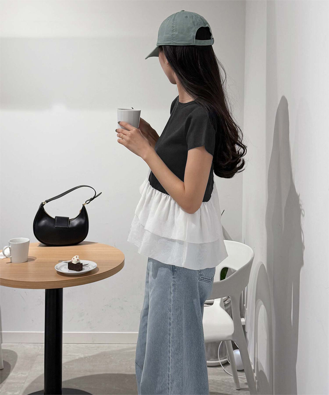 titivate「【きこさんコラボアイテム】半袖ニットドッキングイレギュラーヘムペプラムトップス」|ニット・セーター|