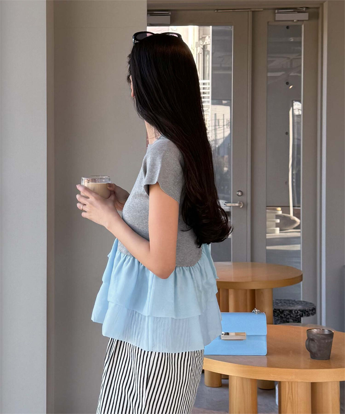 titivate「【きこさんコラボアイテム】半袖ニットドッキングイレギュラーヘムペプラムトップス」|ニット・セーター|