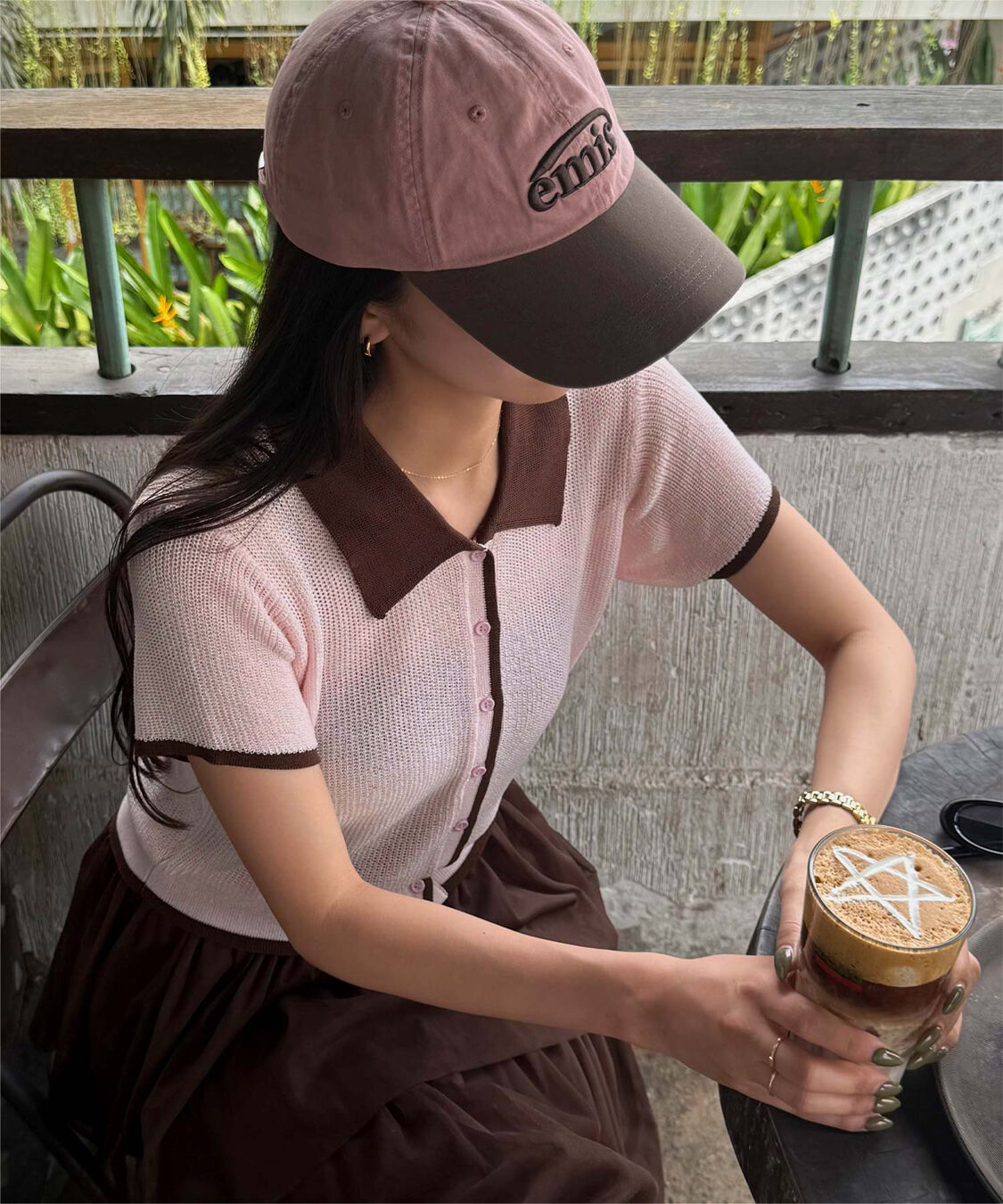 titivate「【きこさんコラボアイテム】配色襟付き半袖ニットトップス」|ニット・セーター|