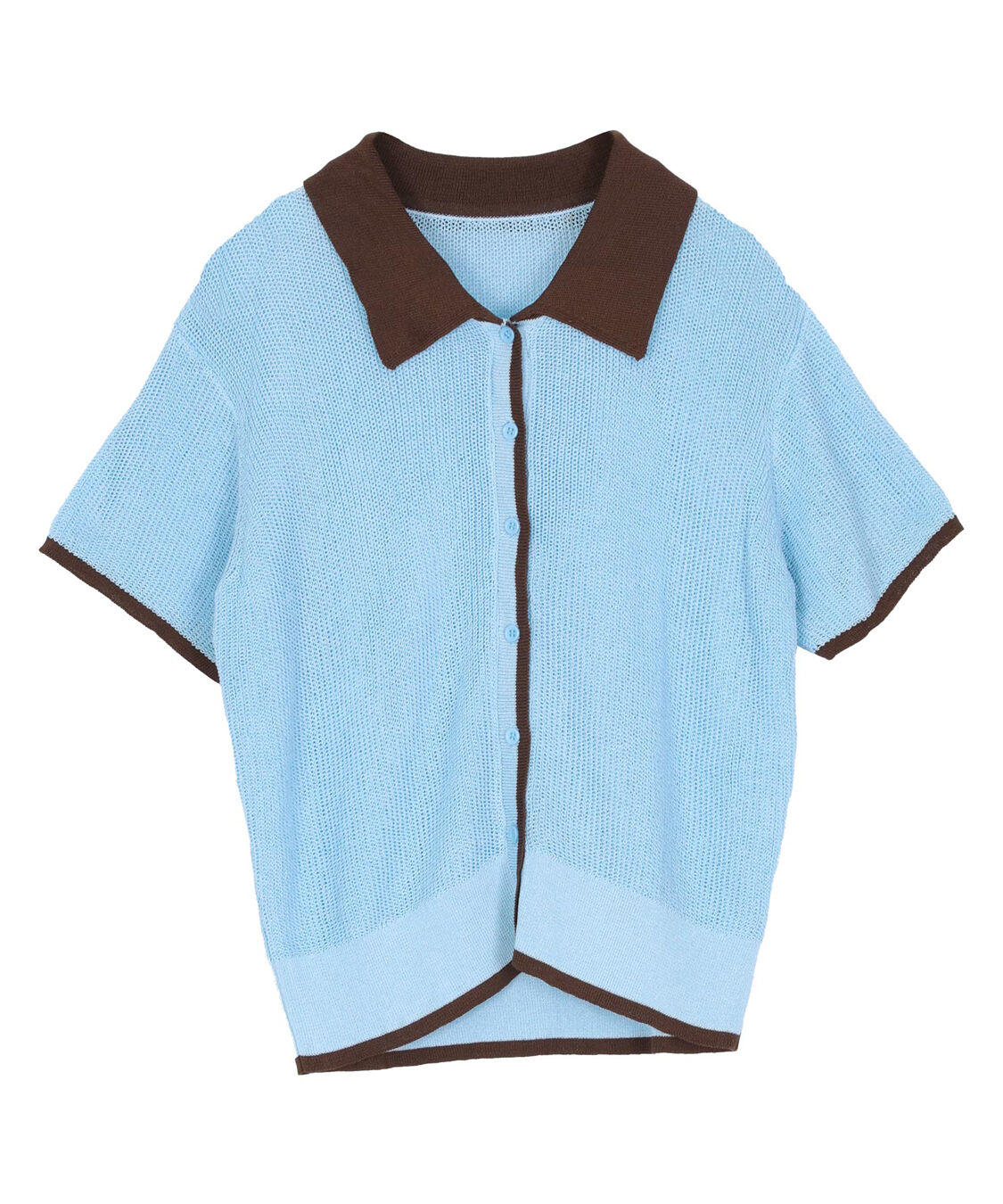 titivate「【きこさんコラボアイテム】配色襟付き半袖ニットトップス」|ニット・セーター|