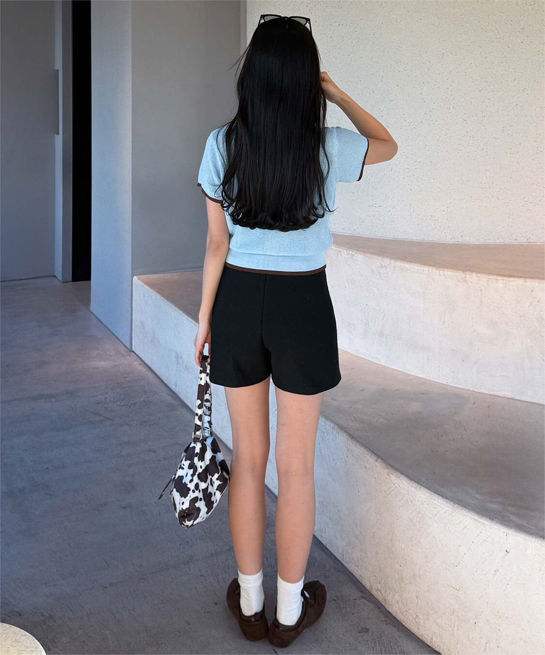 titivate「【きこさんコラボアイテム】配色襟付き半袖ニットトップス」|ニット・セーター|