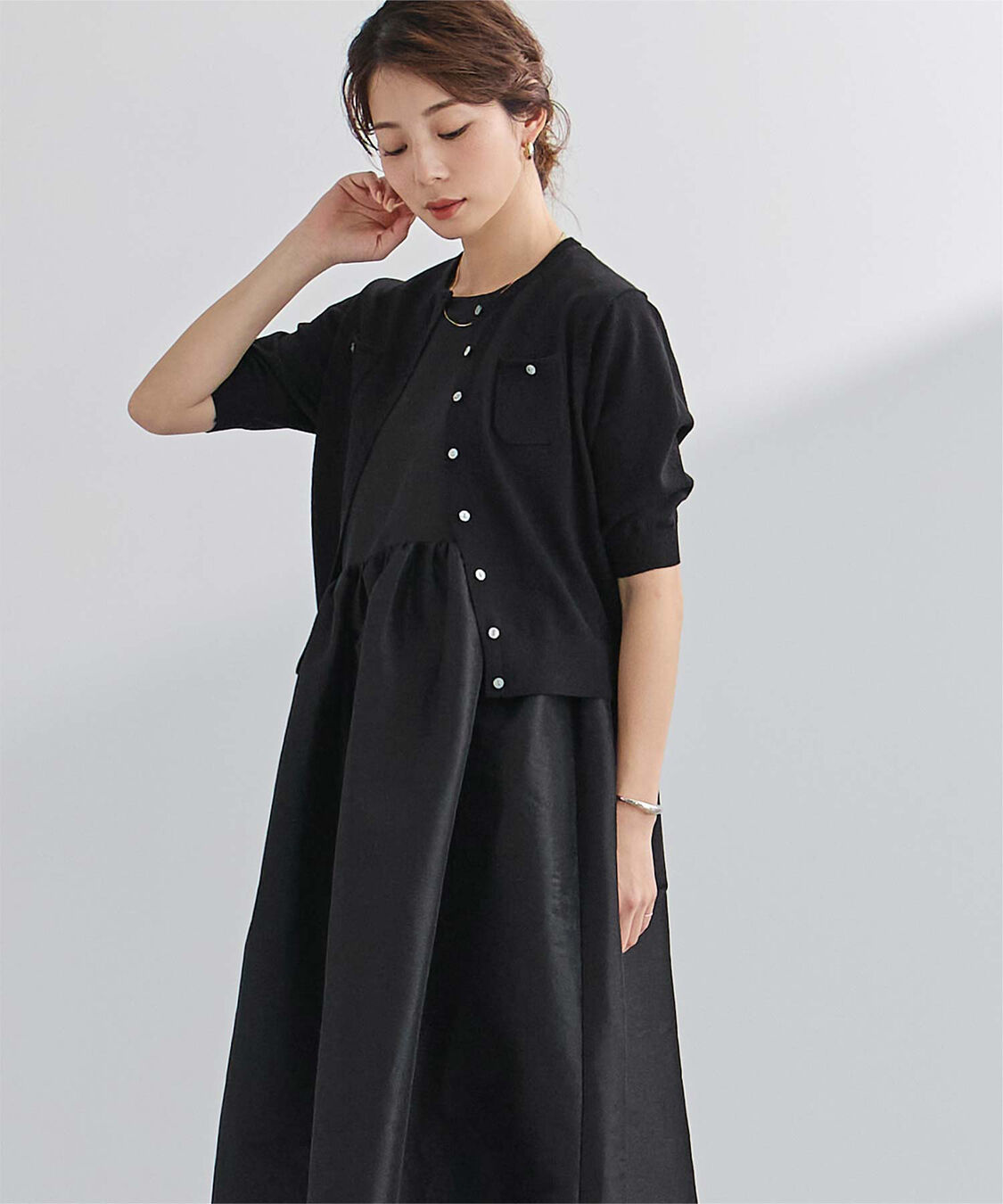 ur's「UVケア/抗ピル胸ポケットハーフスリーブニットカーディガン」|カーディガン|