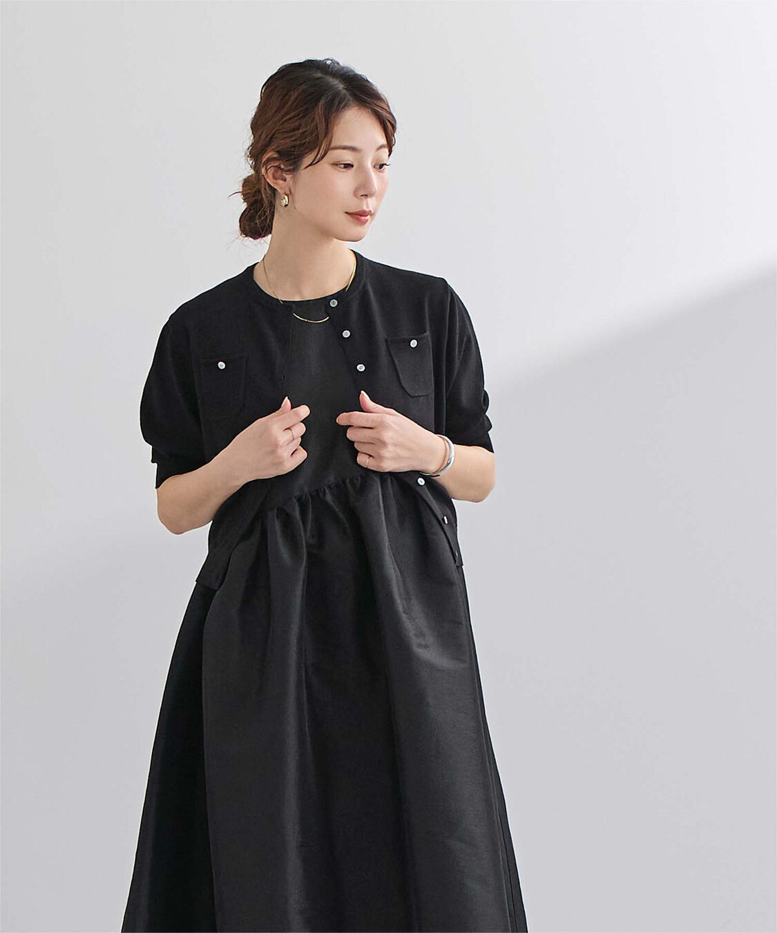 ur's「UVケア/抗ピル胸ポケットハーフスリーブニットカーディガン」|カーディガン|