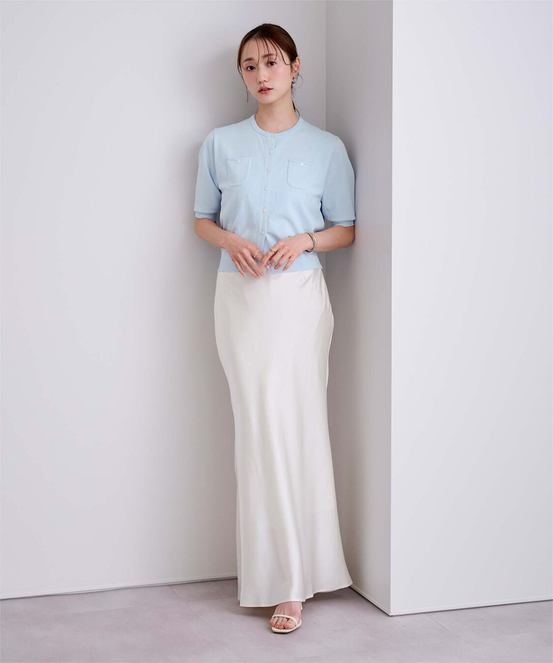 ur's「UVケア/抗ピル胸ポケットハーフスリーブニットカーディガン」|カーディガン|