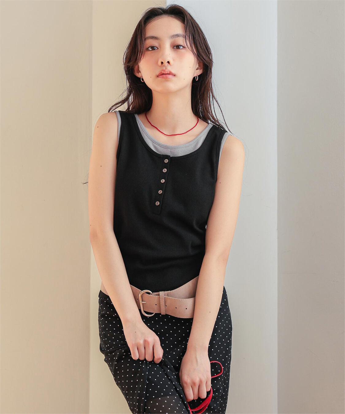 miette「カップ付きレイヤード風タンクトップ」|タンクトップ|