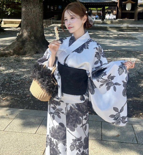  「【接触冷感/吸水速乾】浴衣≪一人で着られる/二部式浴衣(スカートタイプ)≫」|その他|ホワイト系その他