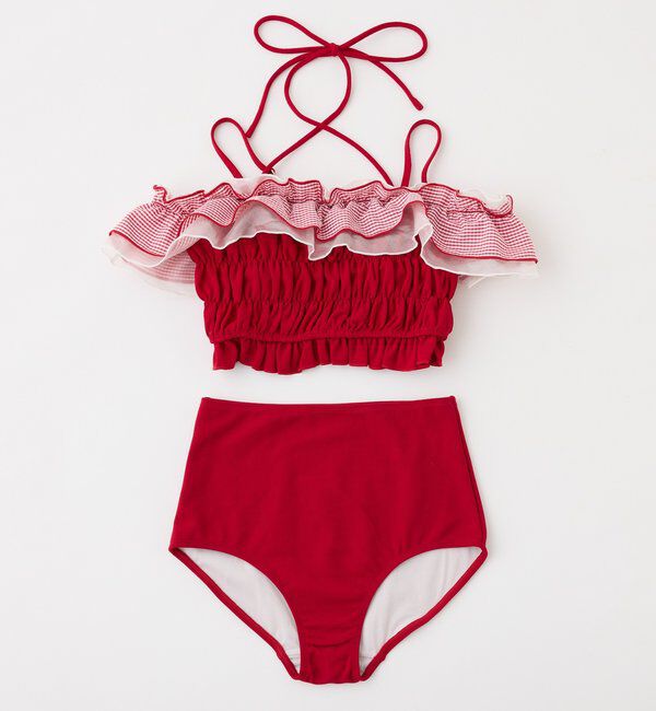  「swimwear/フリルオフショル＋フレアミニスカート(3点セット)」|その他|