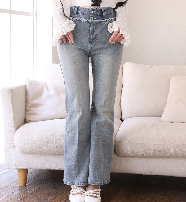  「【SMサイズ展開あり】ウエストレースフレアデニム」|その他|