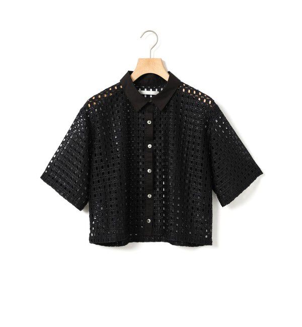 MARMARMAR「MARMARMAR メッシュレースボックスシャツ」|シャツ・ブラウス|ブラック