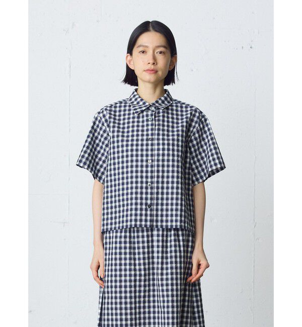 MidiUmi「MidiUmi シアサッカーチェックシャツ」|シャツ・ブラウス|ネイビーチェック