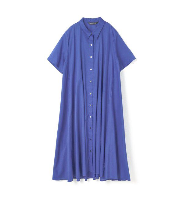 mizuiro ind「mizuiro ind ハーフスリーブフレアシャツワンピース」|ワンピース|ブルー
