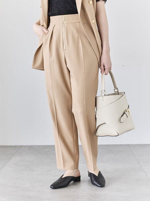 Te chichi「フロントZIPリネンライクテーパードパンツ(セットアップ可)」|その他|ベージュ