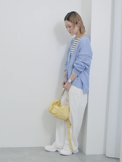 Samansa Mos2 blue「シャーリングミニドラムバッグ」|その他|