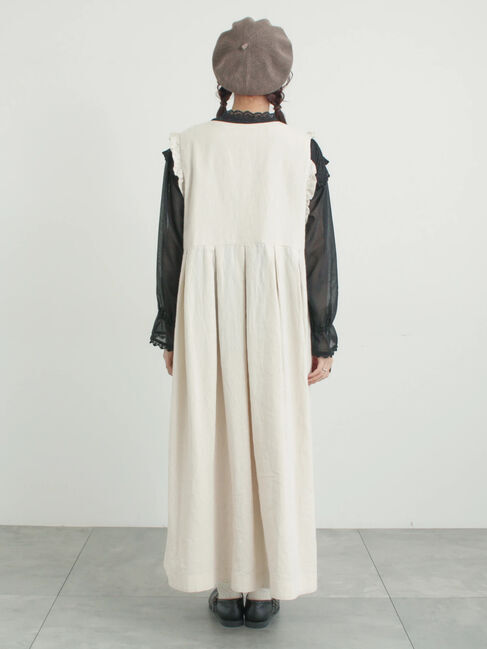 Samansa Mos2「【Cross&times;Linen】肩フリル前後2WAYジャンパースカート」|ワンピース|