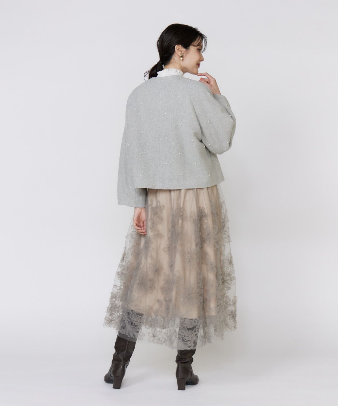 Maglie le cassetto「手描き花刺繍チュールスカート」|スカート|