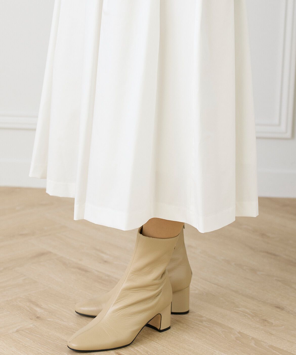 INED「《大きいサイズ》タックプリーツスカート」|フレア|