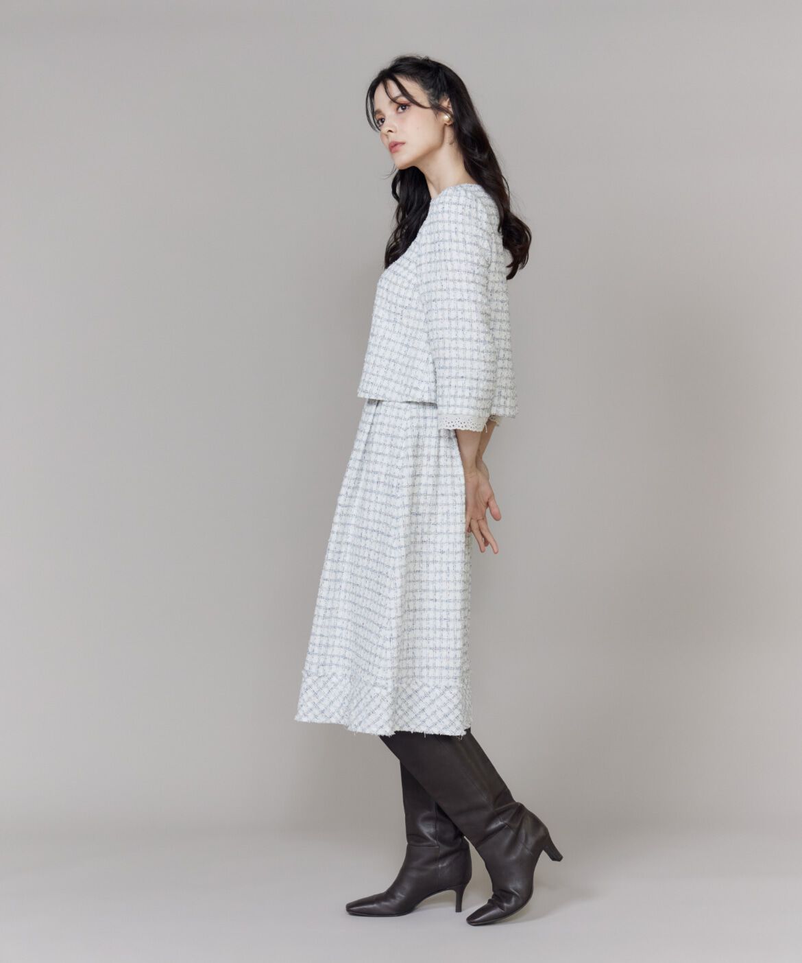 Maglie le cassetto「《大きいｻｲｽﾞ》袖刺繍ﾚｰｽ艶めきﾂｲｰﾄﾞﾌﾞﾗｳｽ《M Maglie le c」|シャツ・ブラウス|