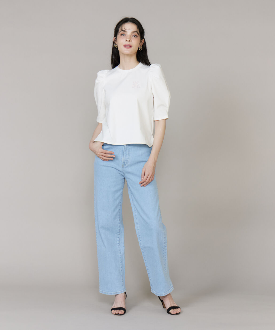 Maglie le cassetto「ロゴ刺繍ボリューム袖カットソー」|Tシャツ・カットソー|