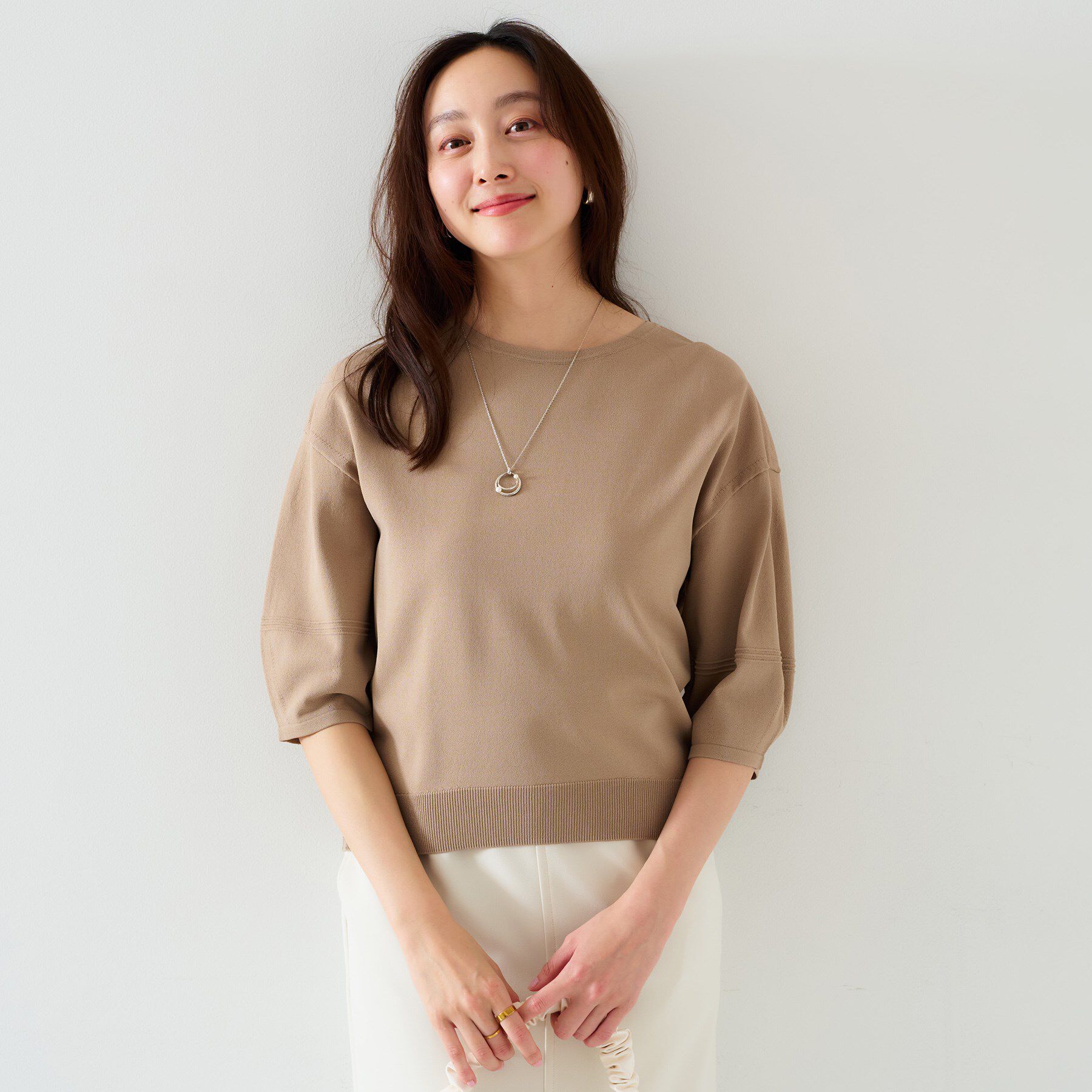 UNTITLED「【袖コンシャス/着映え/六分袖】ランタンスリーブニット」|ニット・セーター|