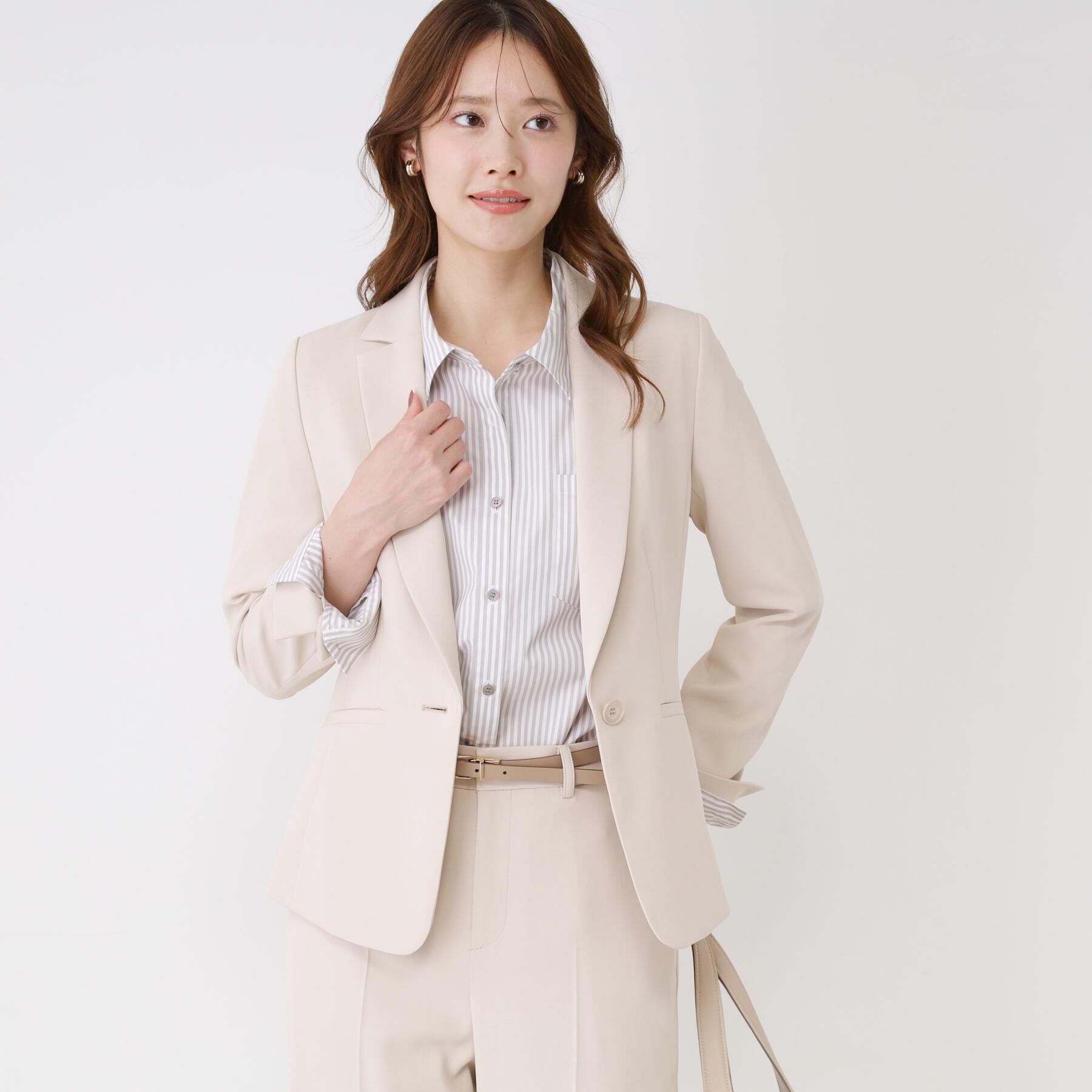 COUP DE CHANCE「【手洗い可／日本製／伸縮性／スーツ可】テーラードジャケット」|テーラードジャケット|グレージュ(050)