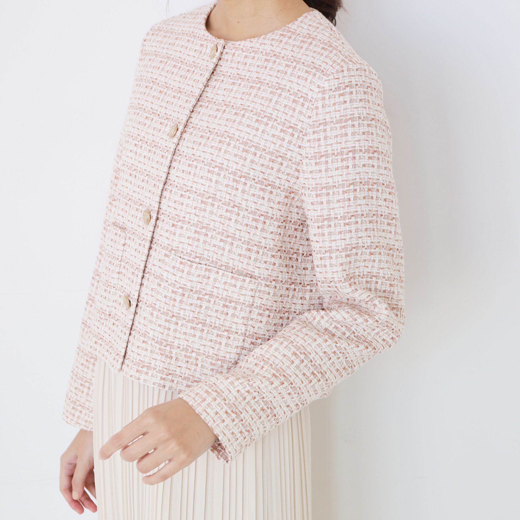 COUP DE CHANCE「【ON/OFF着回し】カラーツイードジャケット」|ノーカラージャケット|