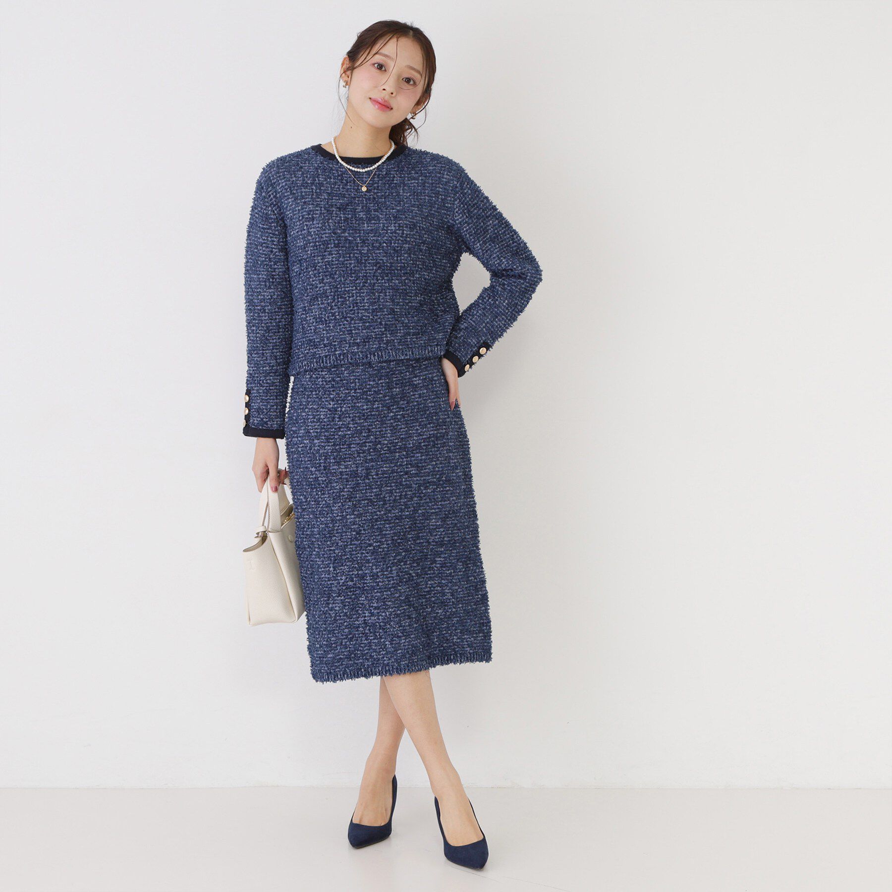 COUP DE CHANCE「【洗える/セットアップ可/ウエストゴム】ツイード調ニットスカート」|スカート|