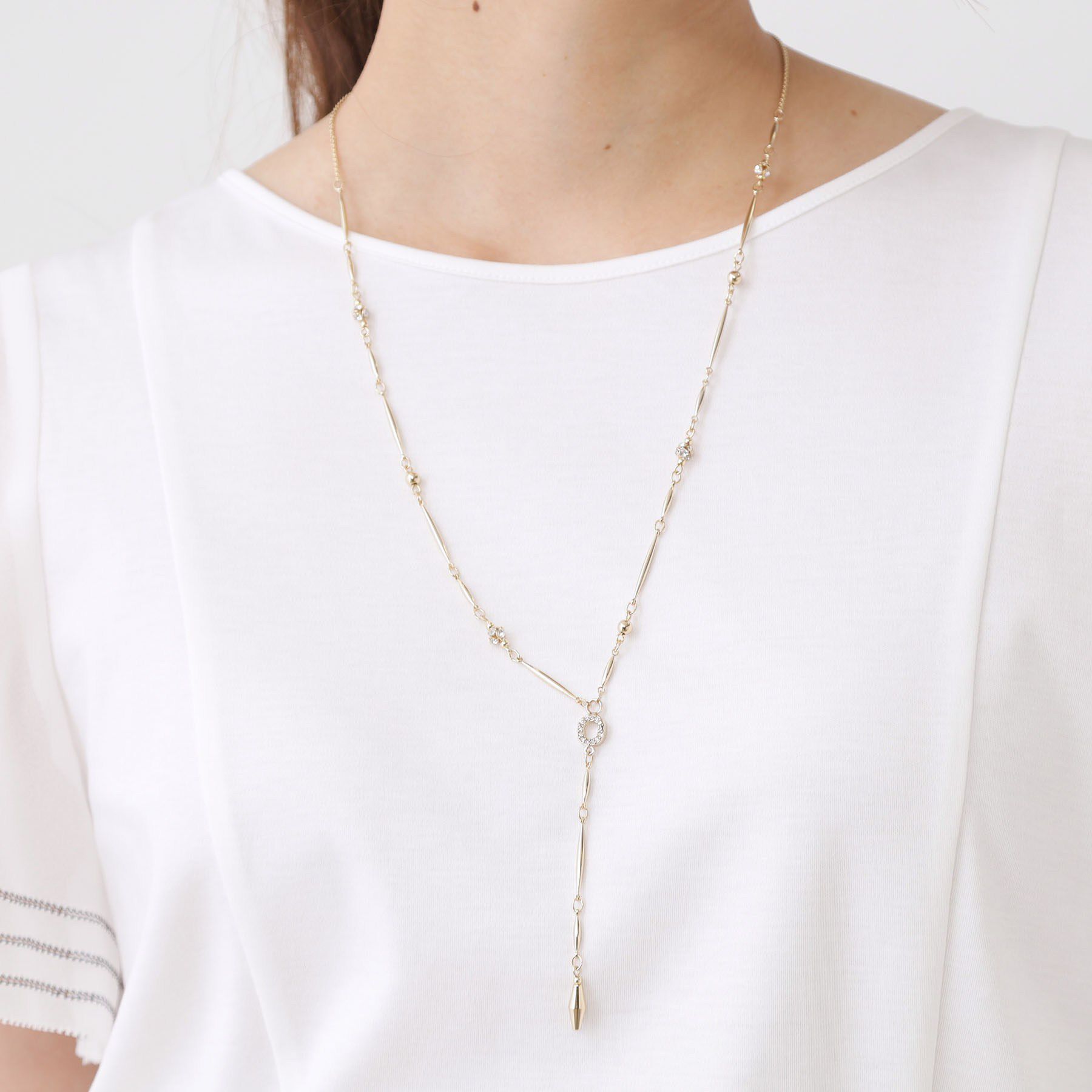 COUP DE CHANCE「パール調＆メタルY／日本製／長さ調整可能」|ネックレス|