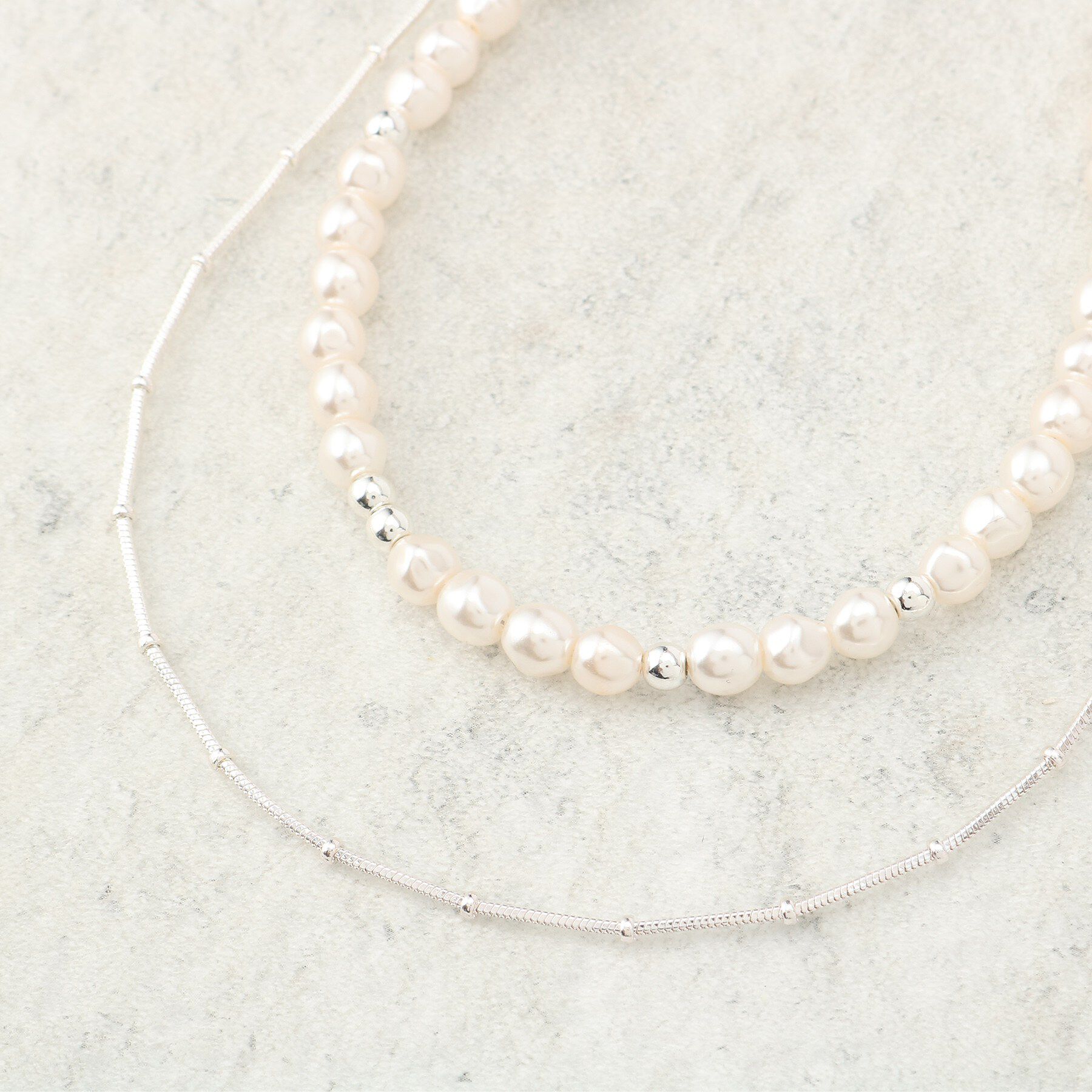 COUP DE CHANCE「ニュアンスフェイクパールレイヤード／2連ネックレス／取り外し可能」|ネックレス|