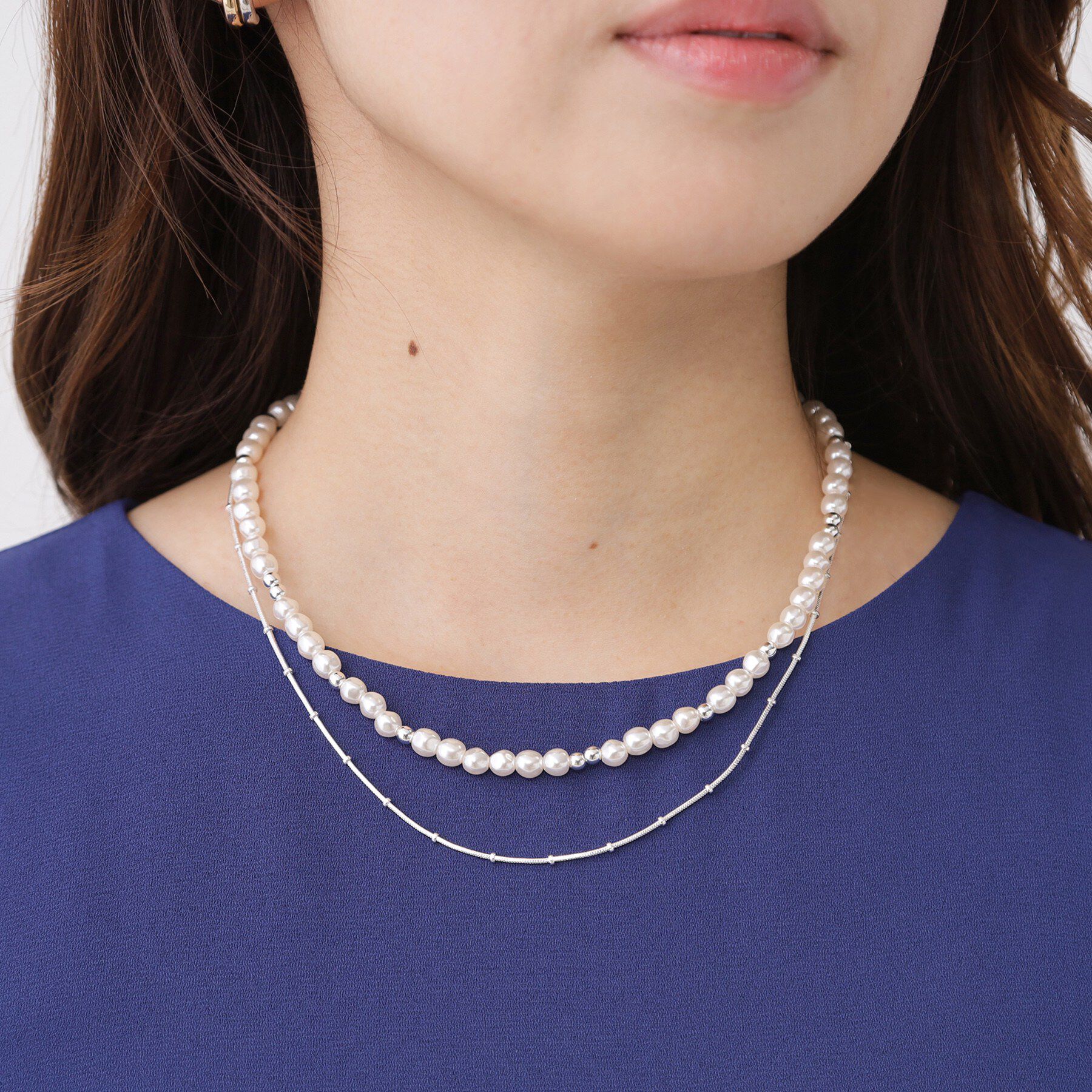 COUP DE CHANCE「ニュアンスフェイクパールレイヤード／2連ネックレス／取り外し可能」|ネックレス|