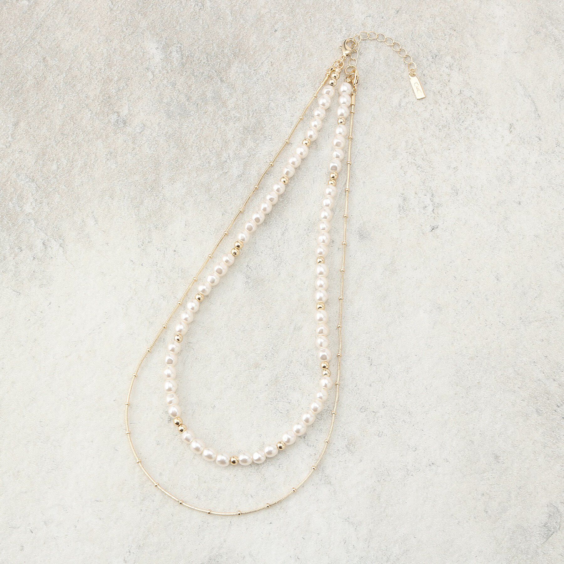 COUP DE CHANCE「ニュアンスフェイクパールレイヤード／2連ネックレス／取り外し可能」|ネックレス|ゴールド(007)