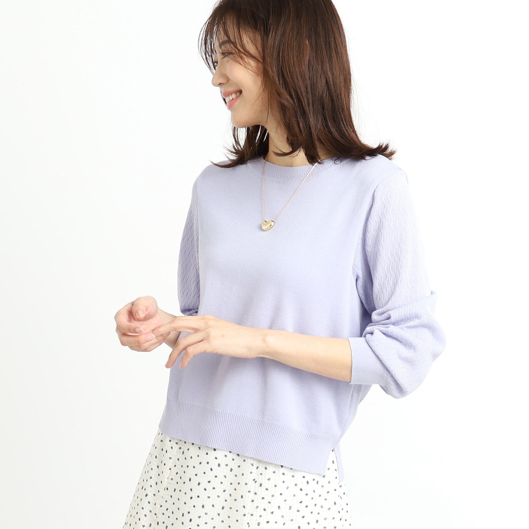 Reflect「【WEB先行カラーあり／洗える】パフスリーブニット」|ニット・セーター|ラベンダー(080)