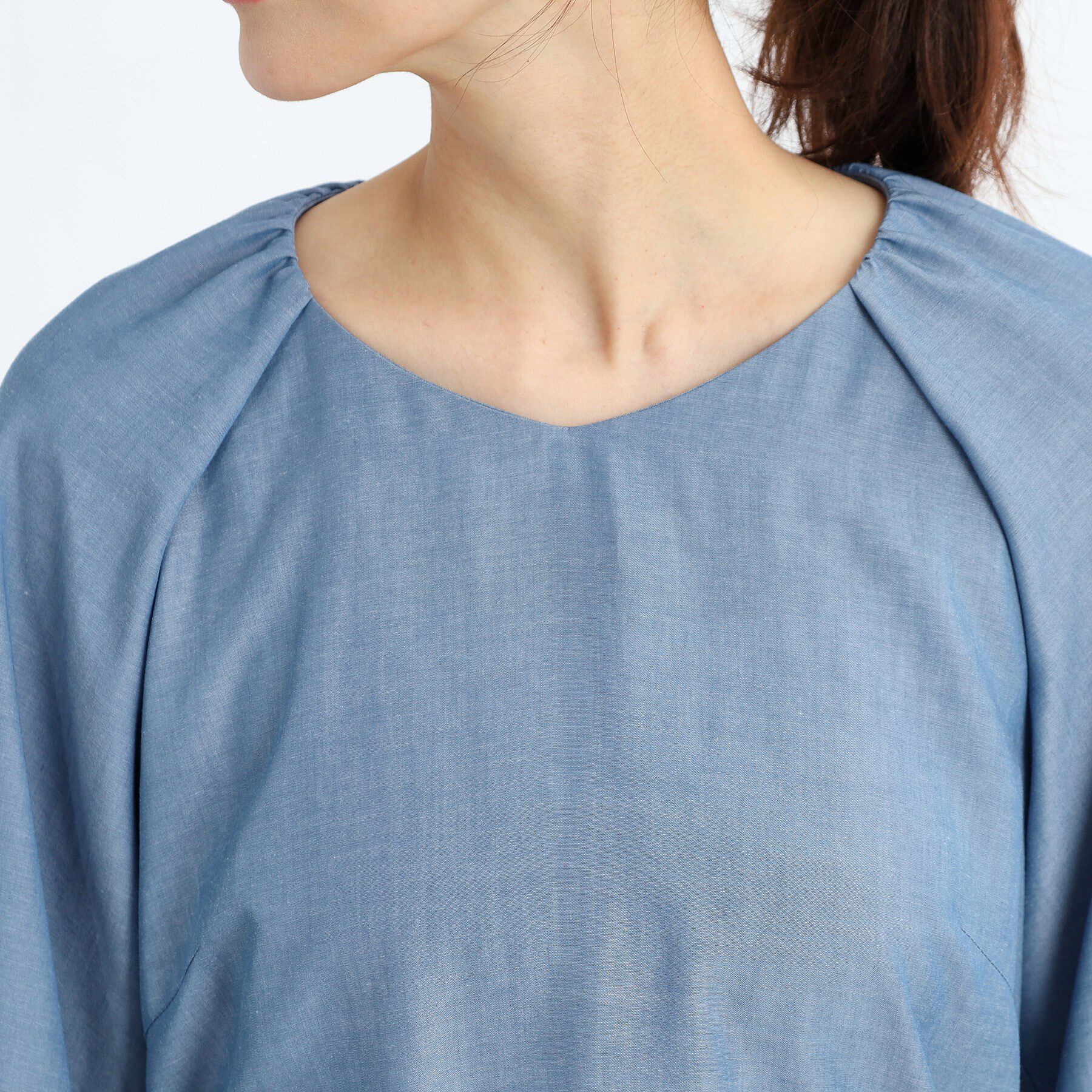 Reflect「【手洗い可／共布ベルト付き】ブルーダンガリーワンピース」|ワンピース|