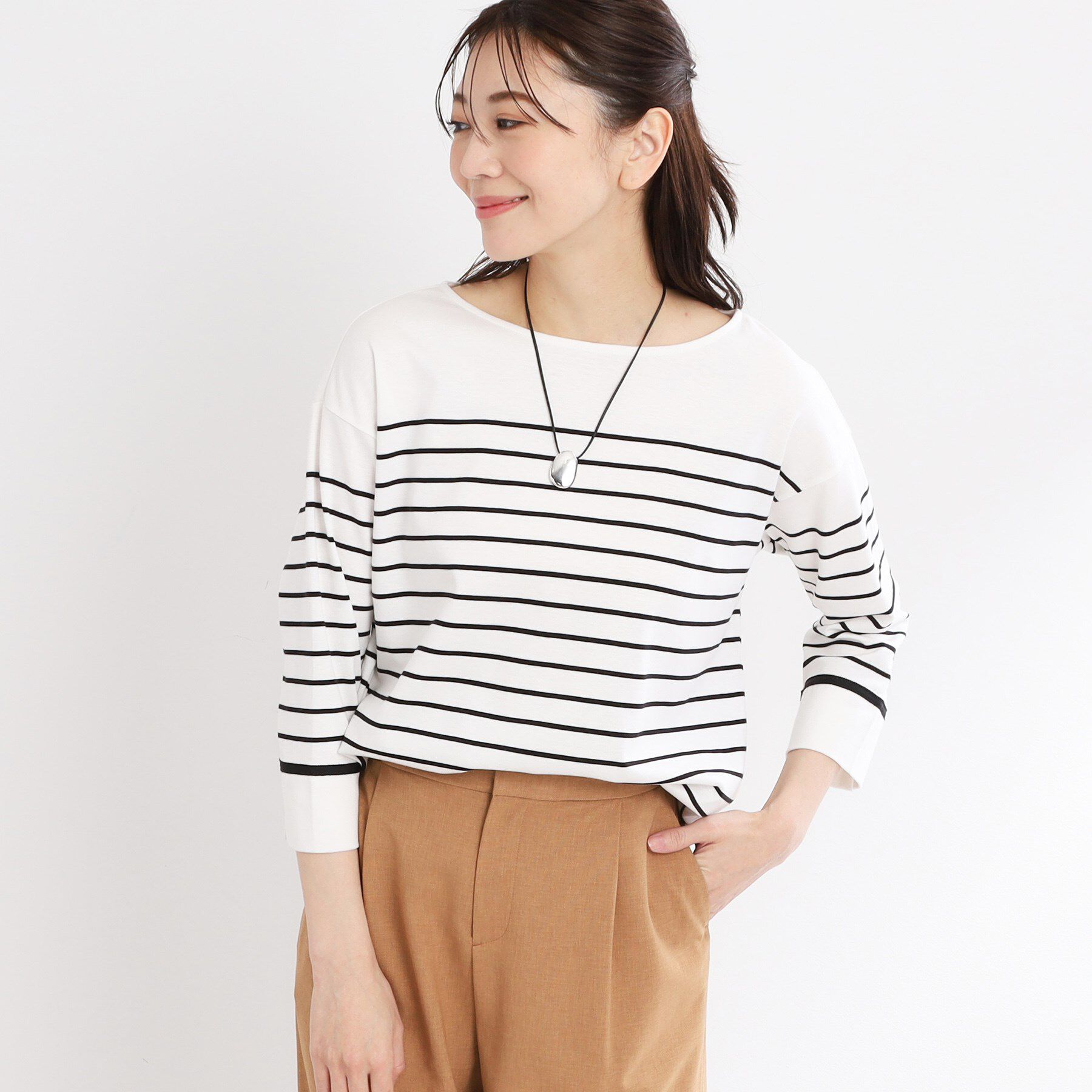 Reflect「【洗える】パネルボーダープルオーバー」|Tシャツ・カットソー|ブラック(319)