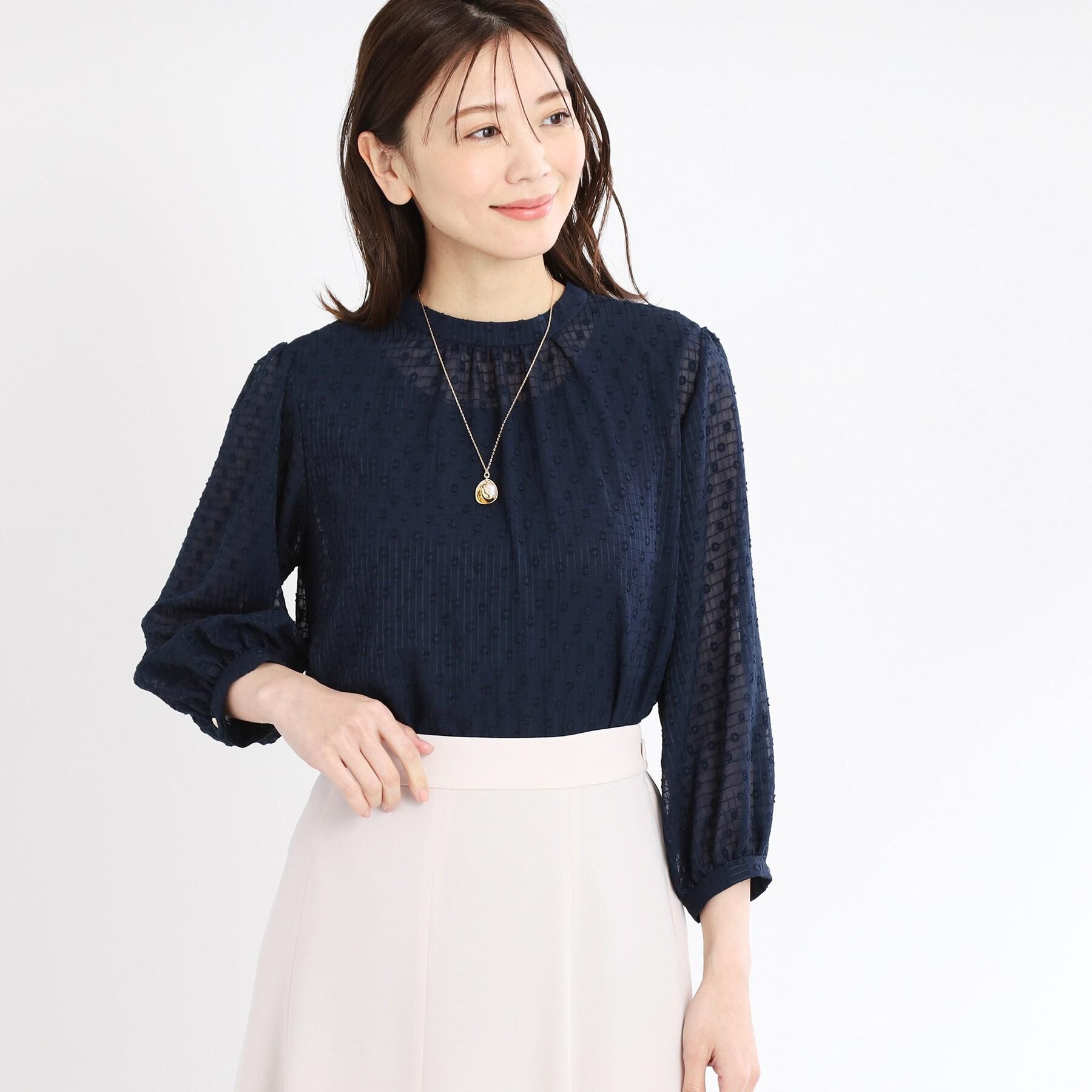 Reflect「【手洗い可】ロングシルエットブラウス」|シャツ・ブラウス|ネイビー(494)