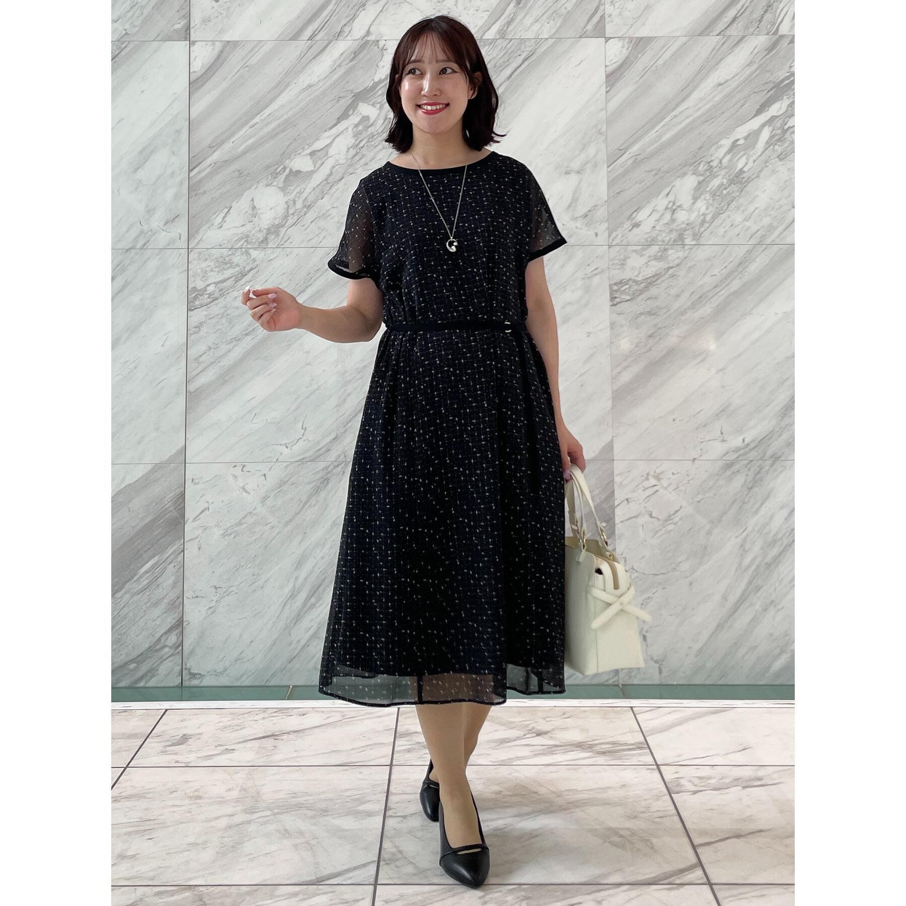 Reflect「【WEB先行カラーあり／マシンウォッシュ可／ナローベルト付き】オフボディツイードチェックワンピース」|ワンピース|