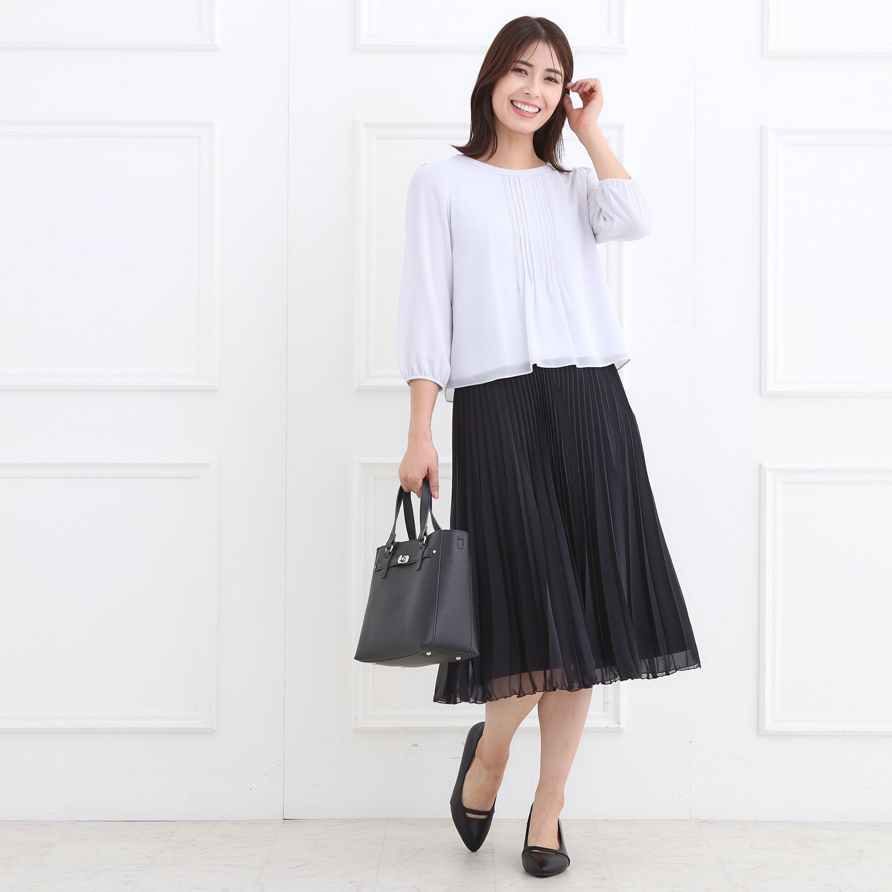 Reflect「【お仕事に◎】ピンタック&times;スカラレースブラウス」|シャツ・ブラウス|