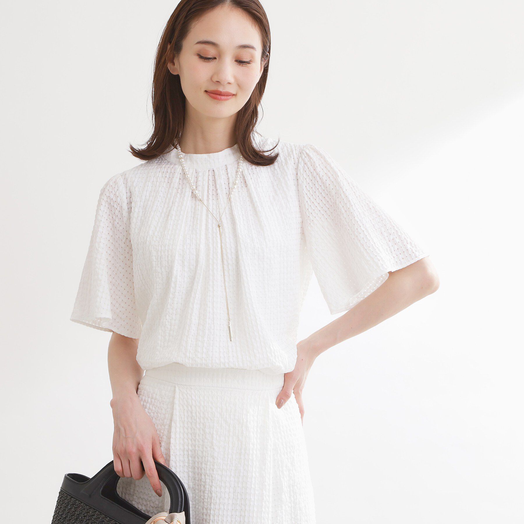 Reflect「【選べる2柄／セットアップ可】プチスタンドカラーブラウス」|その他|